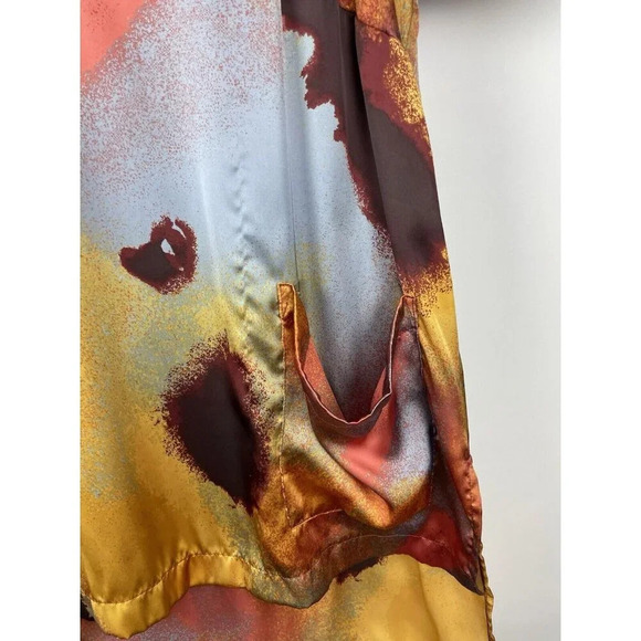 Melissa McCarthy Seven7 Women's Abstract Sunset Short Sleeve Satin Blouse Sz 2X - Picture 4 of 6